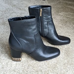 karl lagerfeld paris sophia leather block heel booties